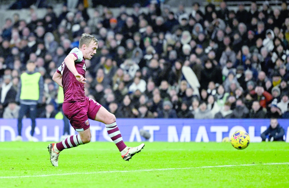 West Ham United's James Ward-Prowse scores their second goal REUTERS