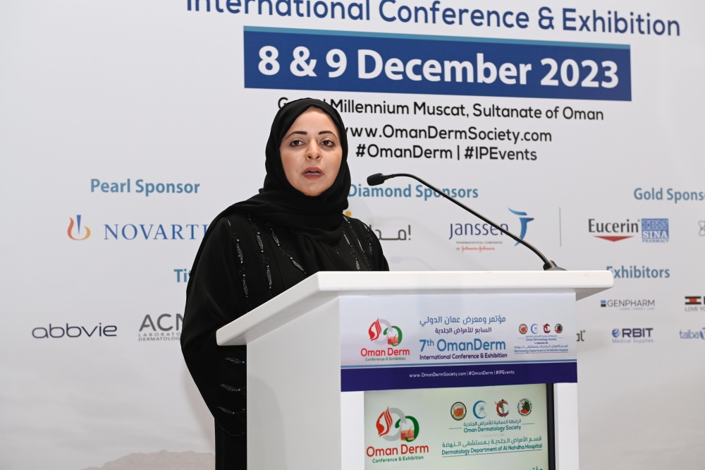 A speaker at the OmanDerm International Conference and Exhibition.
