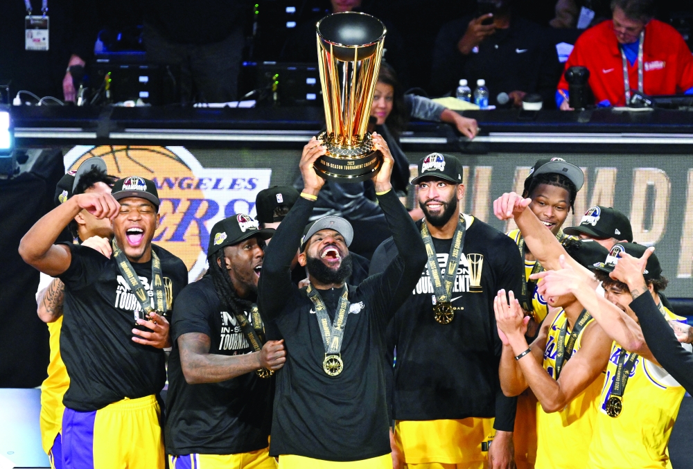 LeBron James celebrates with teammates after winning the NBA Championship.— USA TODAY Sports

