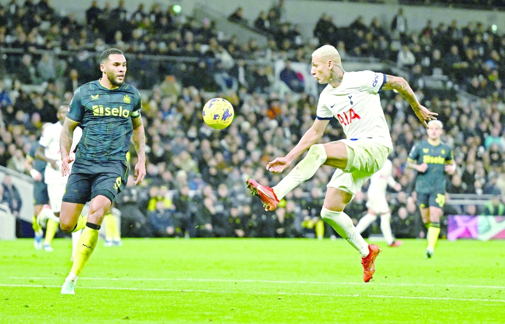 Tottenham Hotspur's Richarlison before he scores their third goal. - REUTERS
