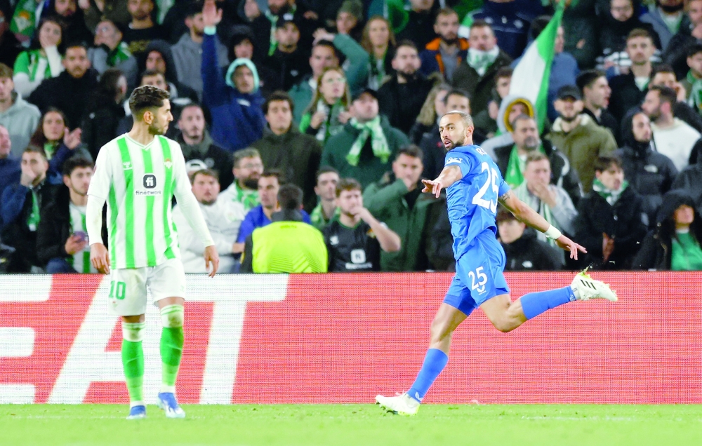 Soccer Football - Europa League - Group C - Real Betis v Rangers - Estadio Benito Villamarin, Seville, Spain - December 14, 2023  Rangers' Kemar Roofe celebrates scoring their third goal REUTERS/Marcelo Del Pozo