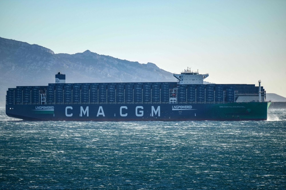 The CMA CGM Palais Royal, the world's largest container ship powered by natural gas