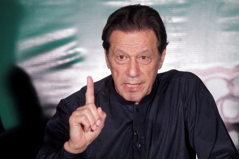 Imran Khan speaks to the media on May 18, 2023
