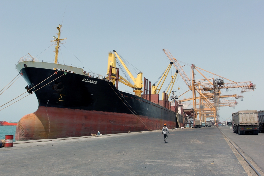 A ship is docked at the Red Sea port of Hodeidah, Yemen. — Reuters
