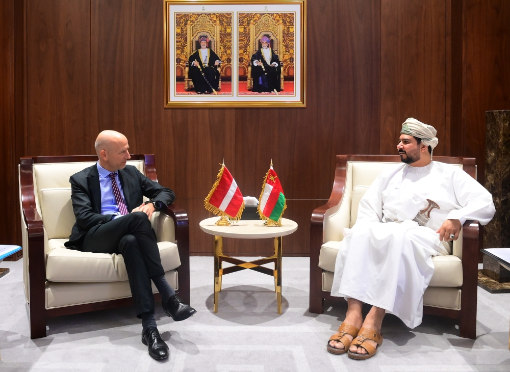 Dr Martin Kocher (left) is seen with Qais bin Mohammad al Yousef, at the Invest in Oman headquarters.