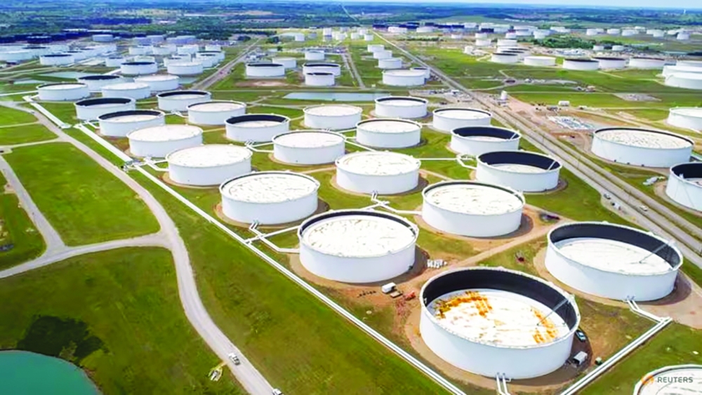 Crude oil storage tanks are seen in an aerial photograph at the Cushing oil hub-Reauters
