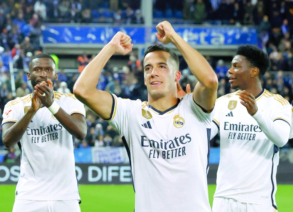 Soccer Football - LaLiga - Deportivo Alaves v Real Madrid - Estadio Mendizorroza, Vitoria-Gasteiz, Spain - December 21, 2023 Real Madrid's Lucas Vazquez celebrates after the match REUTERS/Vincent West