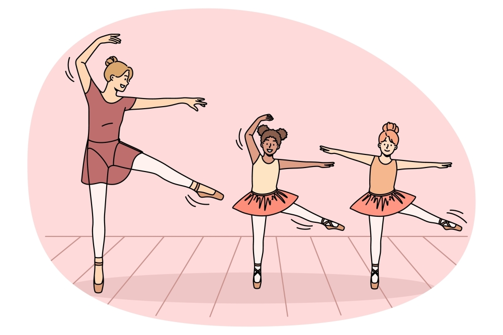 Happy,Young,Ballet,Teacher,In,Tutu,Dancing,With,Small,International