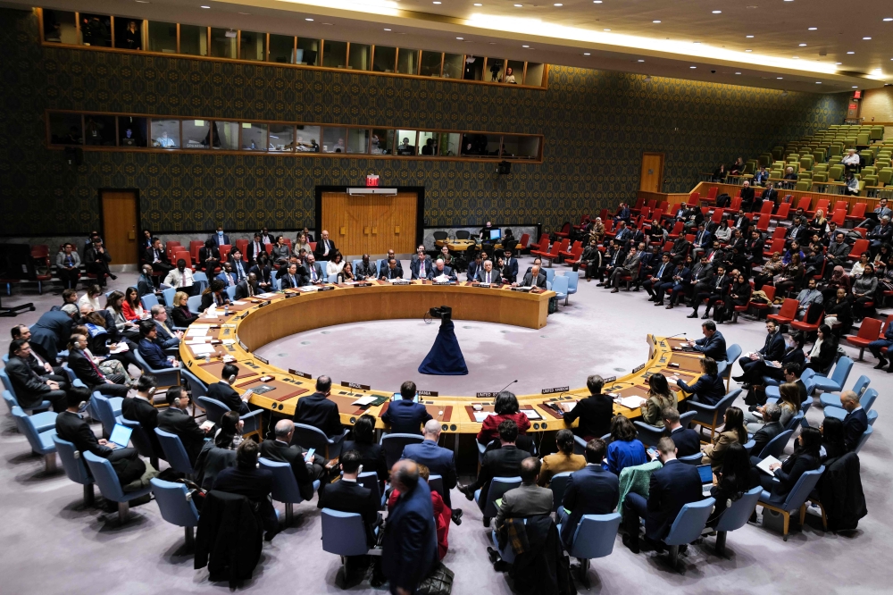 The UN Security Council meets about the situation in the Middle East, including the Palestinian question, at UN headquarters in New York. — AFP 