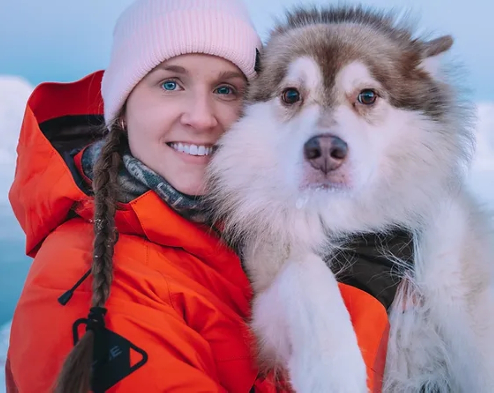 Cecilia Blomdahl lives in a cabin overlooking a fjord with her partner, Christoffer, and dog, Grim. 