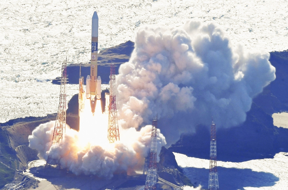 H-IIA rocket carrying the national space agency's moon lander is launched at Tanegashima Space Center on the southwestern island of Tanegashima, Japan. — Reuters 