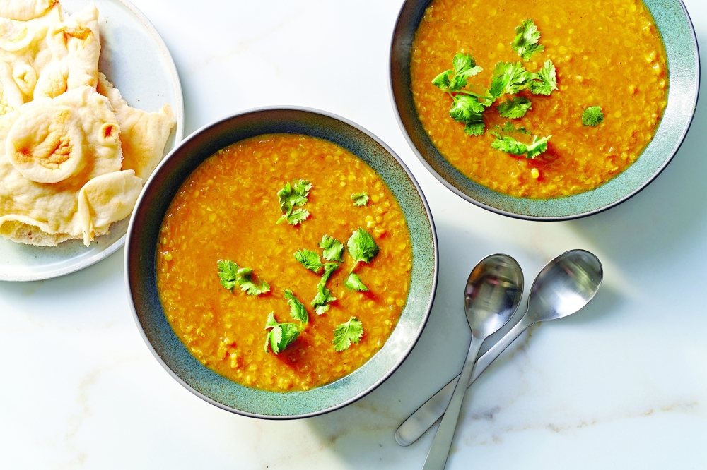 Dal Adas (Spicy Red Lentil Tamarind Soup). 