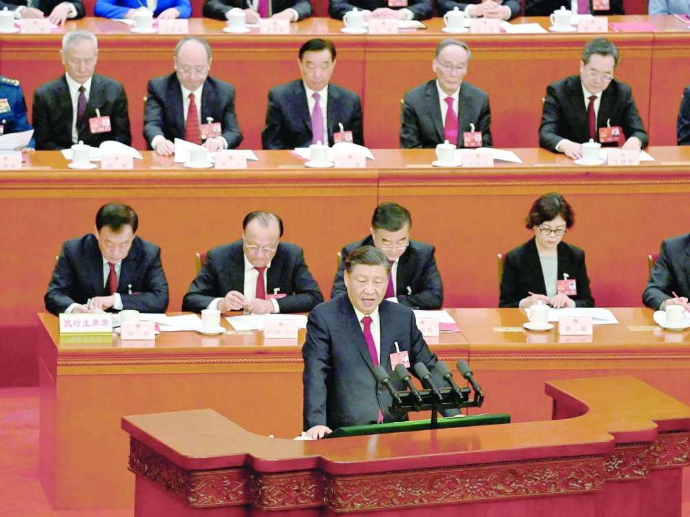 China's President Xi Jinping addresses NPC delegates in the Great Hall of the People in Beijing. — Reuters file photo