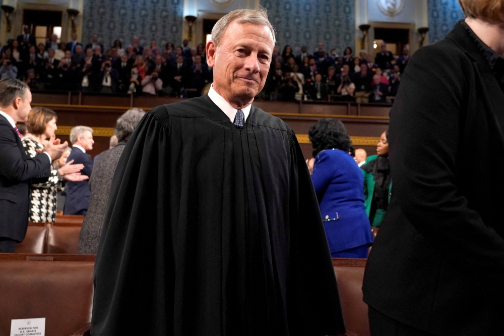  Chief Justice of the United States John Roberts arrives to address to a joint session of Congress at the Capitol, in Washington. — Reuters file photo