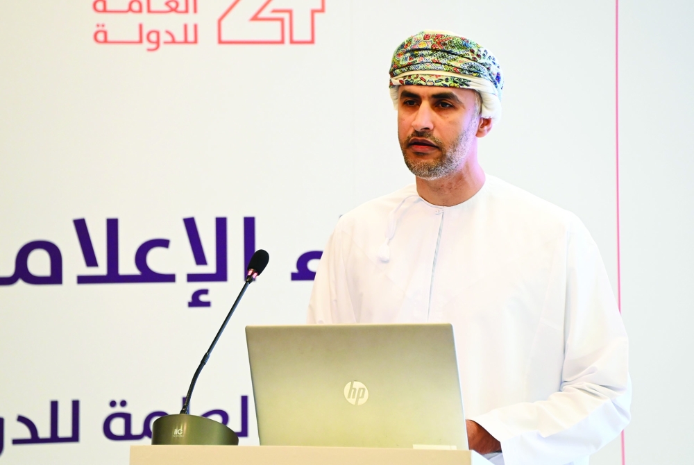 Finance Ministry Under-Secretary Abdullah al Harthy addressing local media on Monday.