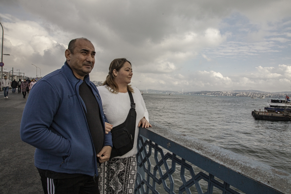 Joe Youssef and his wife, Kara, overlook the Bosporus in Istanbul.