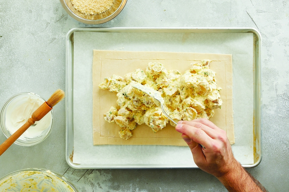 A base of store-bought puff pastry makes this potato tart especially simple. Food Stylist: Barrett Washburne. (Kerri Brewer/The New York Times)