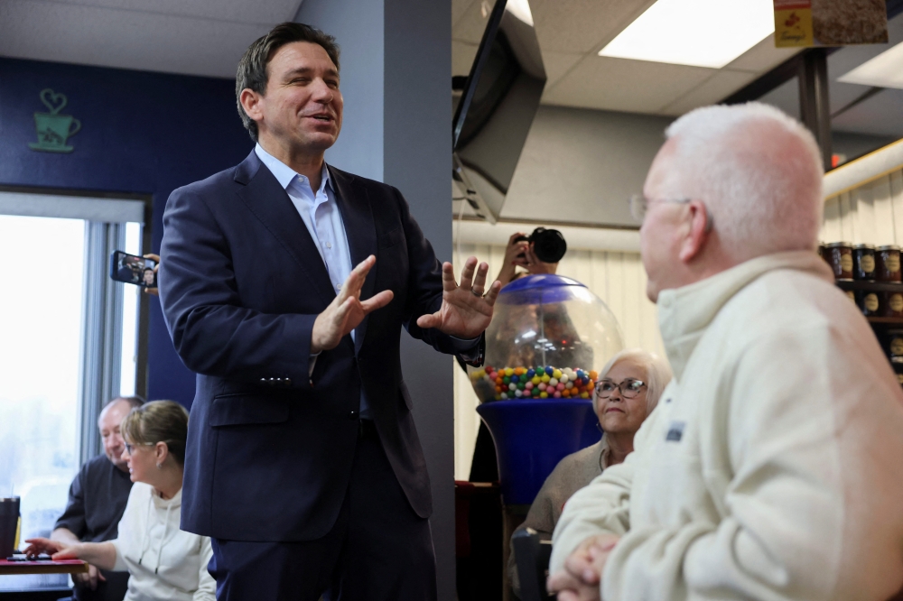 Republican presidential candidate Florida Governor Ron DeSantis makes a campaign visit in Cedar Rapids, Iowa, US, on Saturday. - Reuters