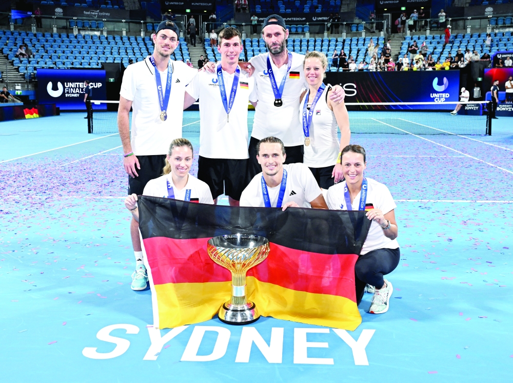 Team captain and his players Alexander Zverev, Angelique Kerber, Maximilian Marterer, Kai Wehnelt, Tatjana Maria and Laura Siegemund. — REUTERS