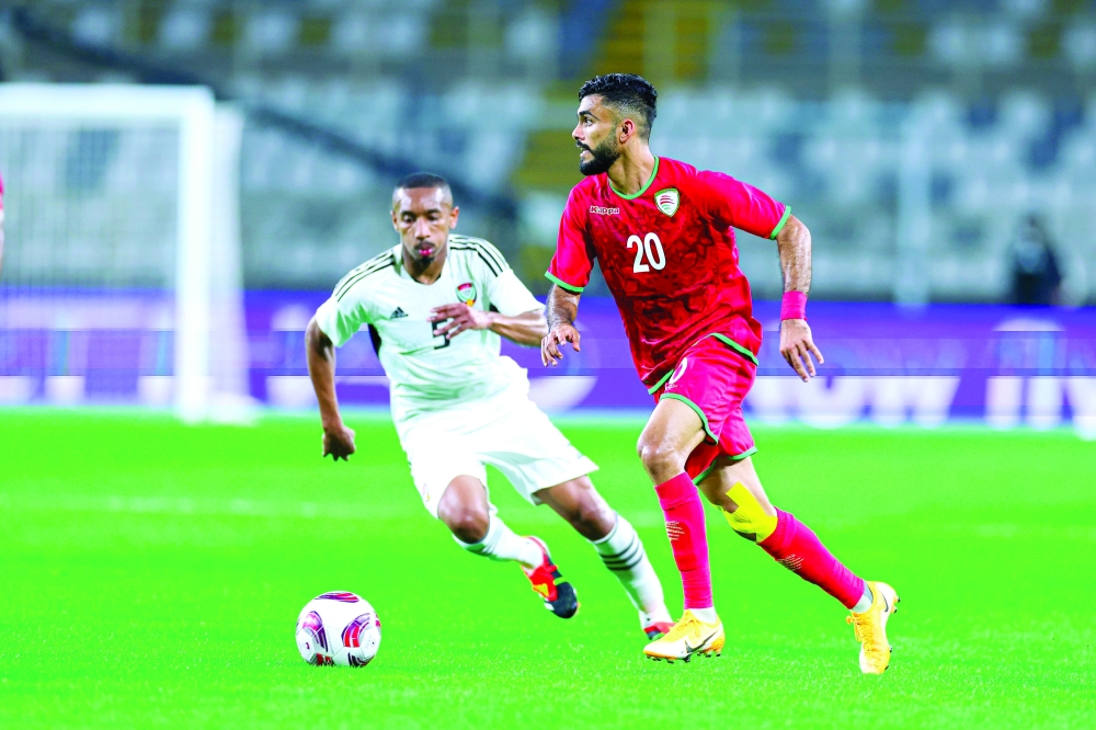 Omani player, Salah al Yahyaee in action