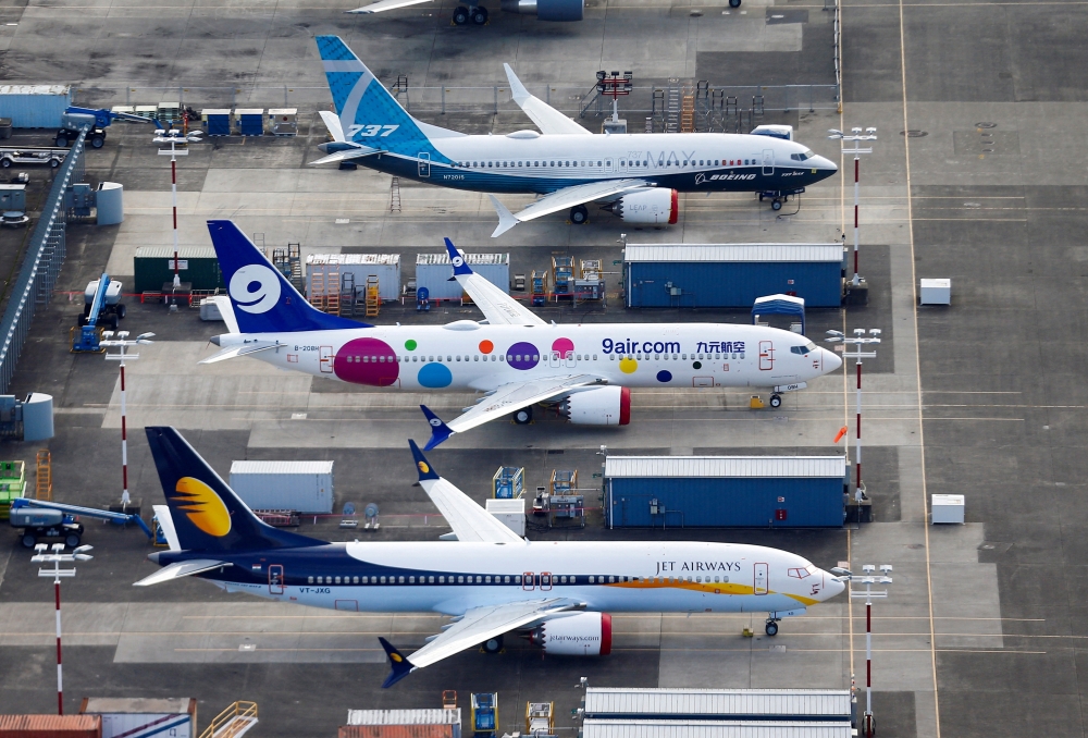 An aerial photo shows 737 MAX airplanes