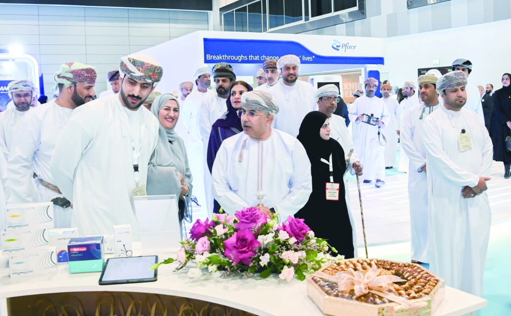 Dr Hilal al Sabti, Minister of Health, visits the expo, which was held on the sidelines of OIPCX in Muscat 