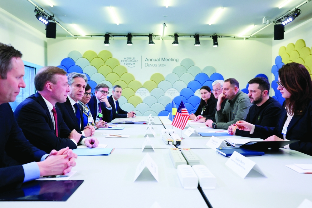 US Secretary of State Antony Blinken and Ukraine's President Volodymyr Zelensky meet during the 54th annual meeting of the World Economic Forum in Davos, Switzerland. — Reuters