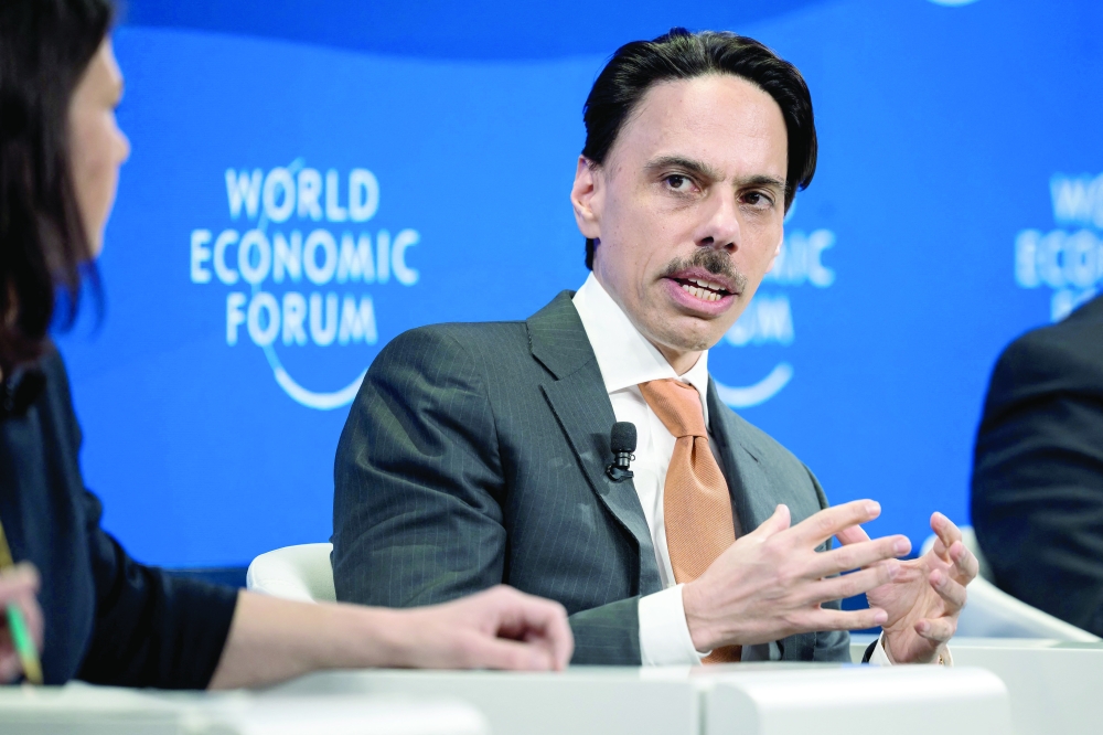 Saudi Arabia Foreign Minister Prince Faisal bin Farhan al Saud attends a session during the World Economic Forum (WEF) annual meeting in Davos.  (Photo by Fabrice COFFRINI / AFP)