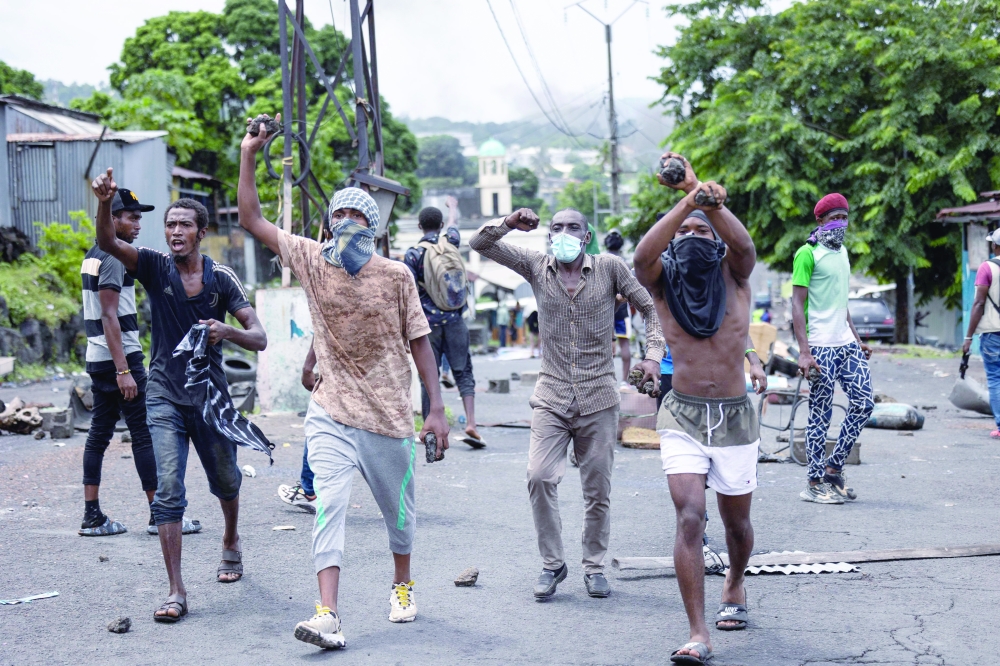 Opposition supporters during a demonstration in Moroni following the announcement of the presidential elections. - AFP

