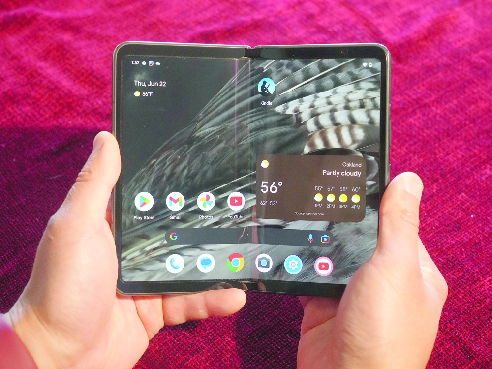 Google’s Pixel Fold, the company’s first foldable cellphone. NYT