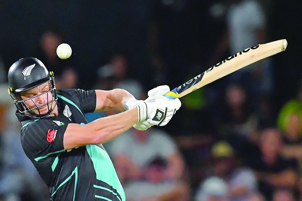 New Zealand's Glenn Phillips bats during the fourth Twenty20 international cricket match between New Zealand and Pakistan at Hagley Oval in Christchurch on January 19, 2024. (Photo by Sanka Vidanagama / AFP)