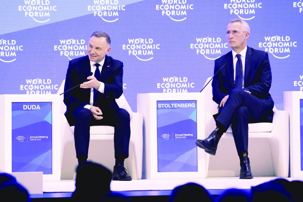 Nato Secretary General Jens Stoltenberg and Poland's President Andrzej Duda take part in World Economic Forum session on "Restoring Security and Peace", in Davos, Switzerland. — Reuters file photo