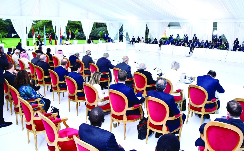 A general view shows delegates at the Intergovernmental Authority on Development (IGAD) 42nd Extraordinary Session, at the State House in Entebbe, Uganda January 18. — AFP