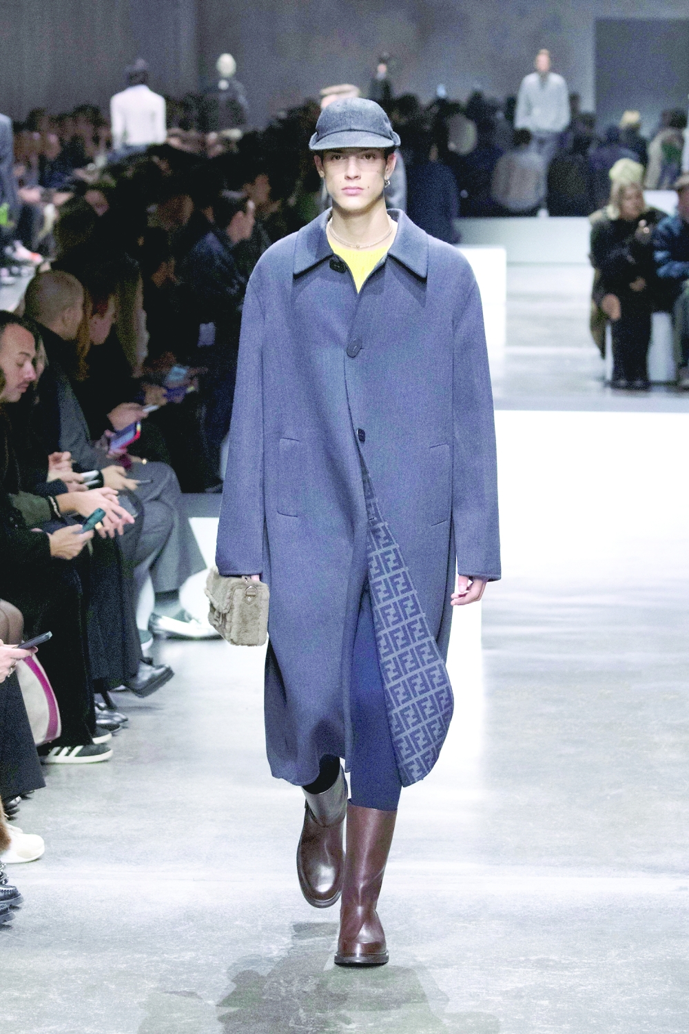 In a photo provided by Lorenzo Scaccini, Fendi Men's fall 2024 collection, shown shown during Men's Fashion Week in Milan, January 2024.