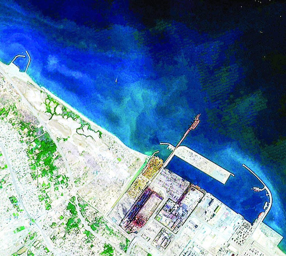 Space image of Sohar  Port and parts of Sohar Freezone.