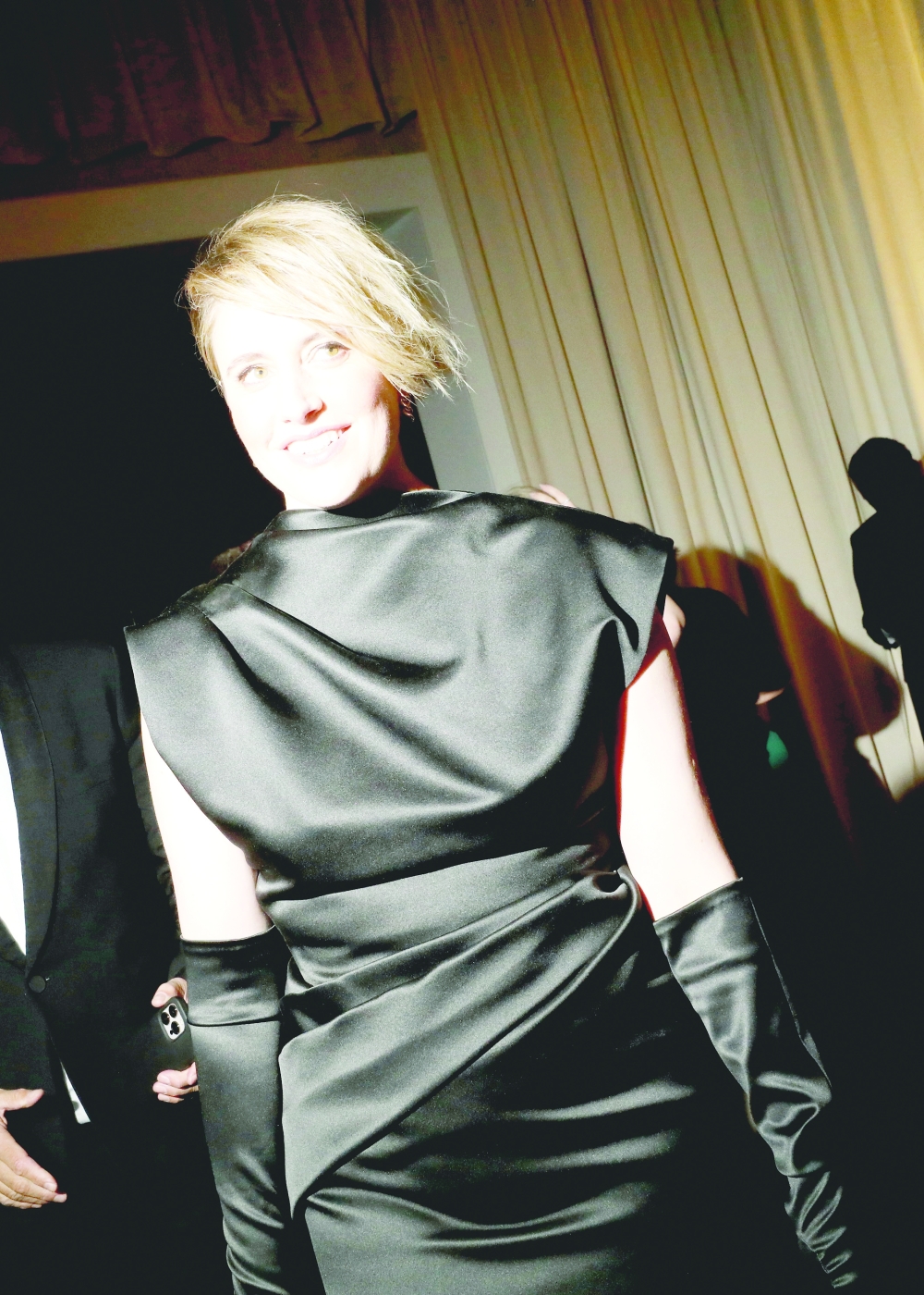 Greta Gerwig at the Golden Globes Awards in Beverly Hills, Calif., on Sunday, Jan. 7, 2024. (Sinna Nasseri/The New York Times)