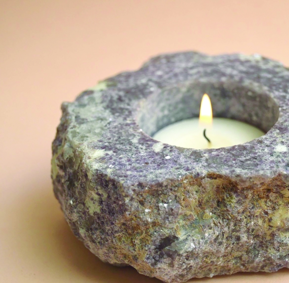 Natural beauty of a lepidolite candle holder