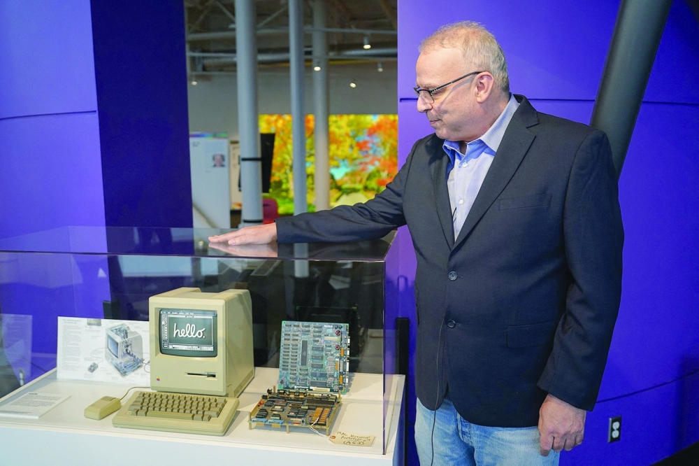 Part of an early model central processing unit is seen on display at the Computer History Museum in Mountain View, California, as the museum celebrates Mac's 40th birthday. — AFP