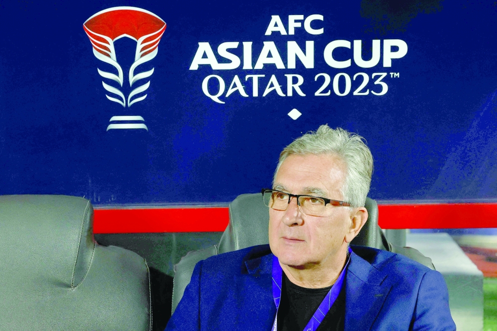 Oman's Croatian coach Branko Ivankovic looks on ahead of the Group F match against Kyrgyzstan in Doha