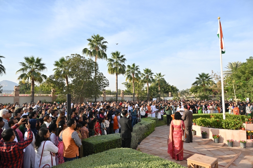 The Indian ambassador read out excerpts from the President of India's address to the nation 