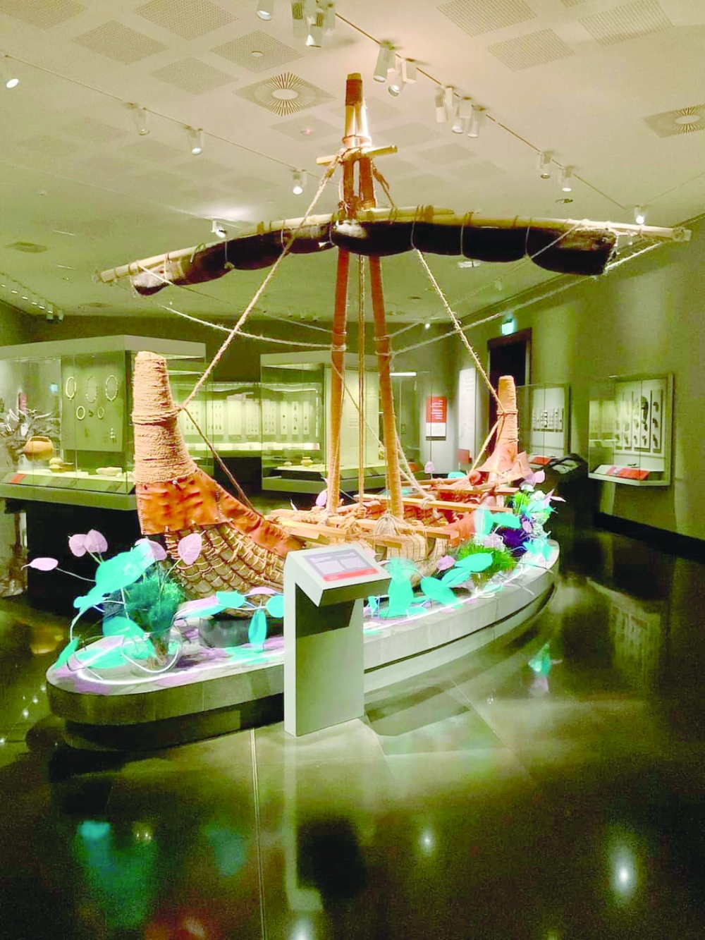 Floral works on display at the National Museum of Oman for 'Bloom Oman' 2024