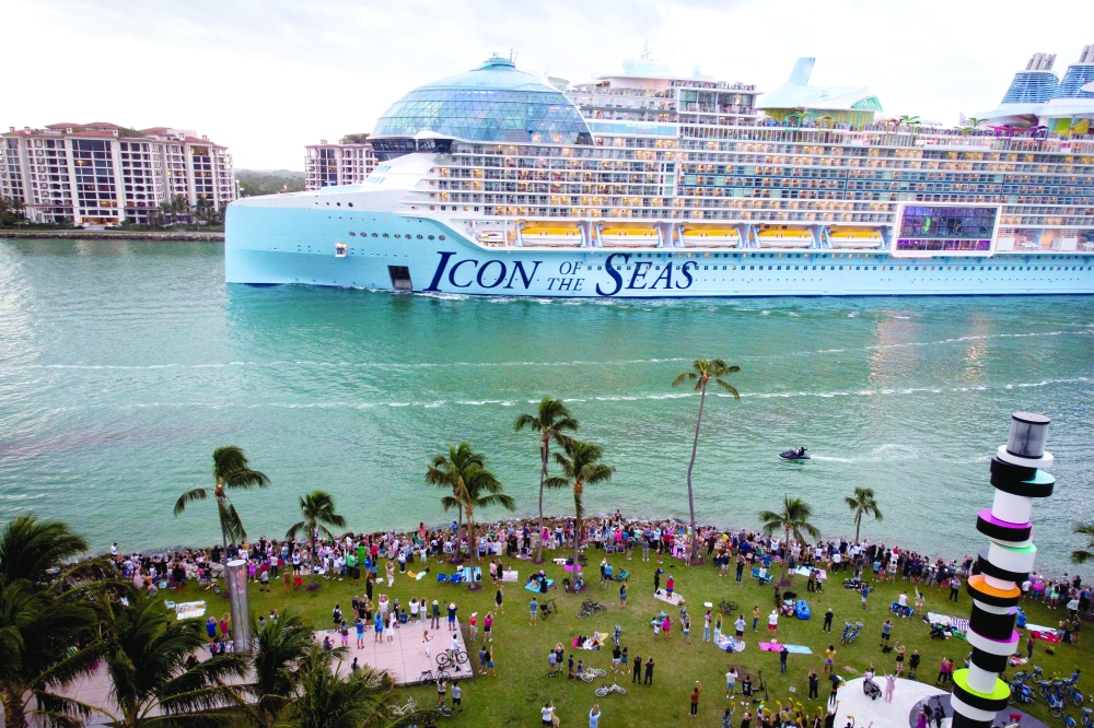 Royal Caribbean's "Icon of the Seas," billed as the world痴 largest cruise ship, sails from the Port of Miami in Miami, Florida, on its maiden cruise, January 27, 2024.