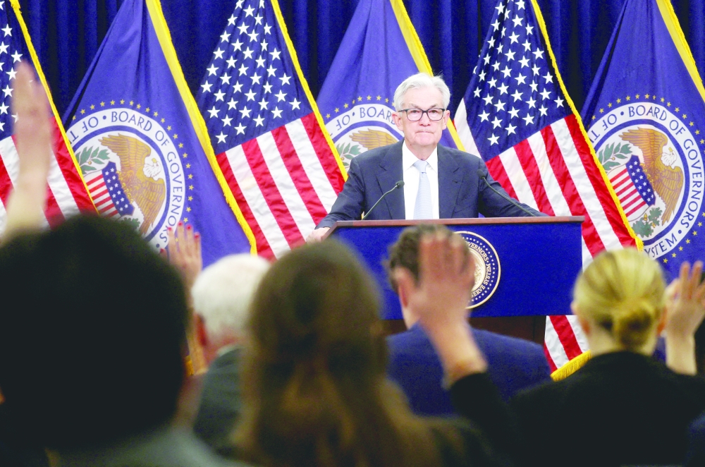 Federal Reserve Chair Jerome Powell holds a news conference.__REUTERS