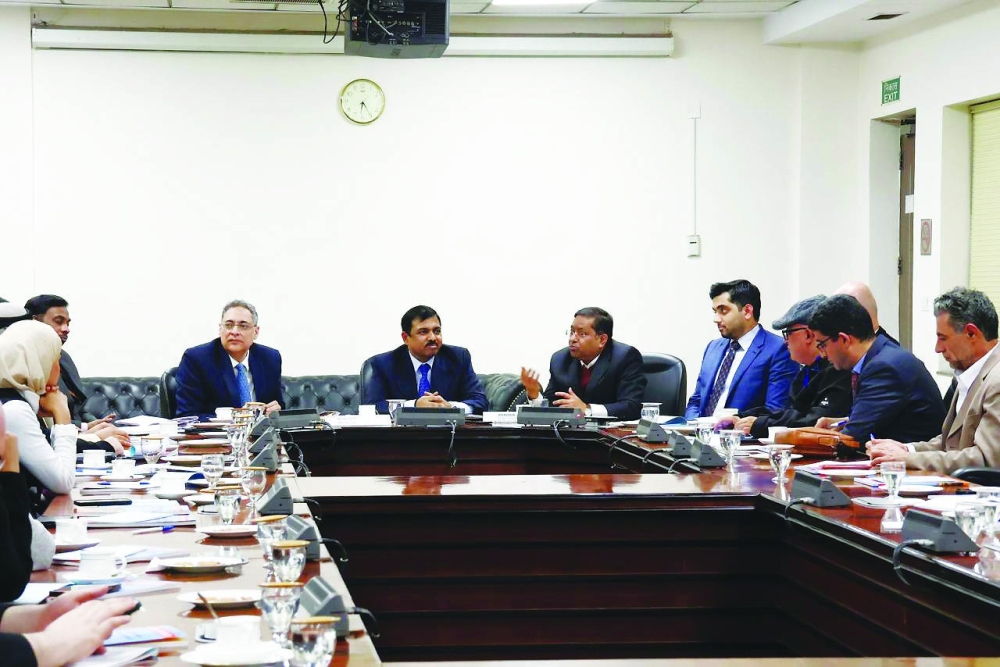 Indian officials addressing a visiting group of journalists from the GCC states in New Delhi recently.