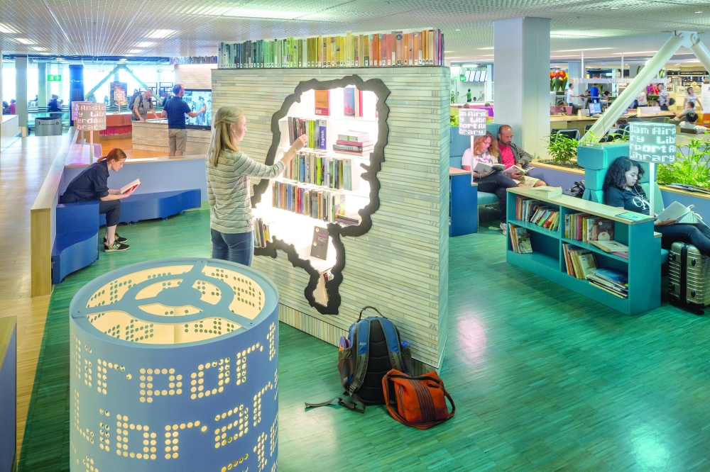 A library featuring Dutch literature at Schiphol Airport in Amsterdam 