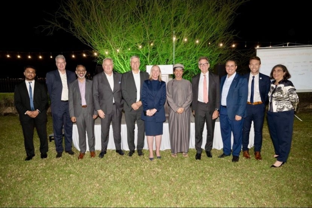 Eng Salim al Aufi, Minister of Energy and Minerals, with Dutch Ambassador Stella Kloth, and top executives of leading Dutch businesses, attending a reception held in Muscat in December.