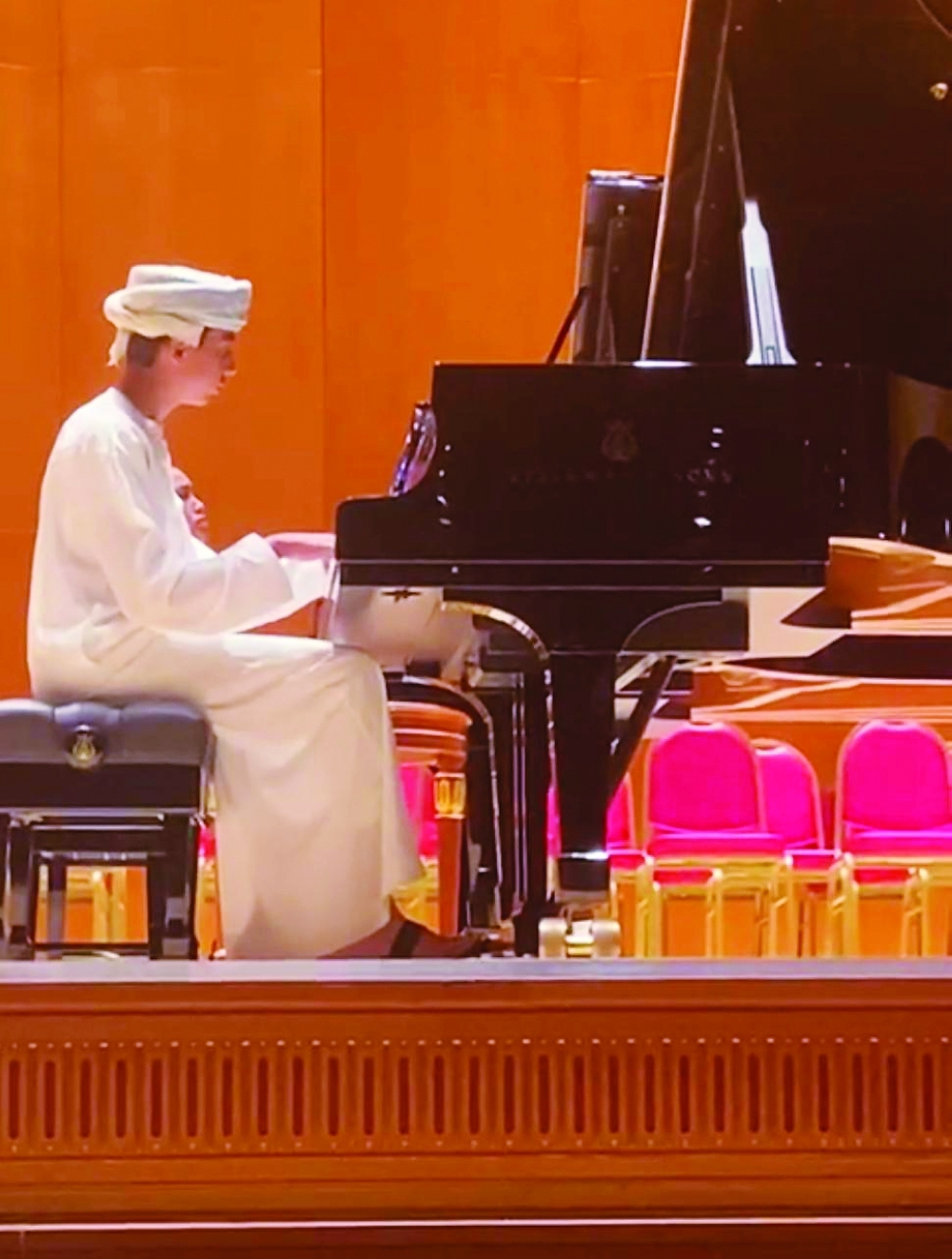 A young musician at the master class led by renowned classical Dutch pianist Gile Bae 
