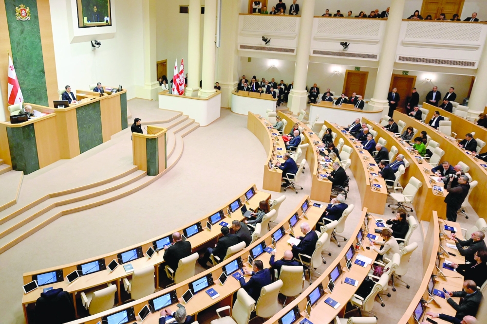 Georgia's President Salome Zurabishvili delivers her annual address to Parliament in Tbilisi. — AFP
