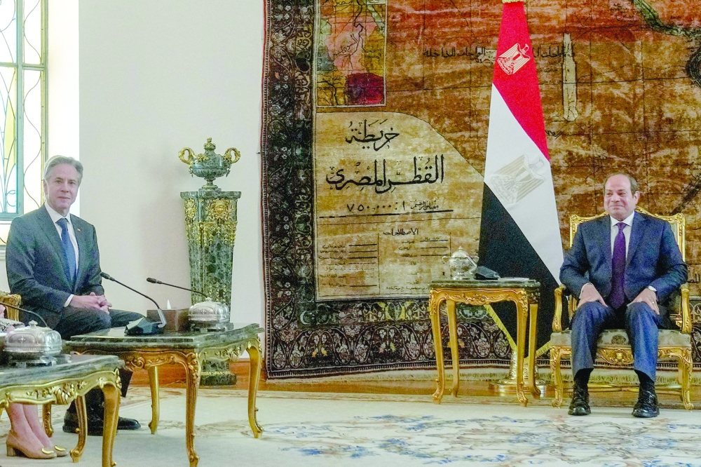 US Secretary of State Antony Blinken (L) meets with Egypt's President Abdel Fattah al-Sisi in Cairo. — AFP 