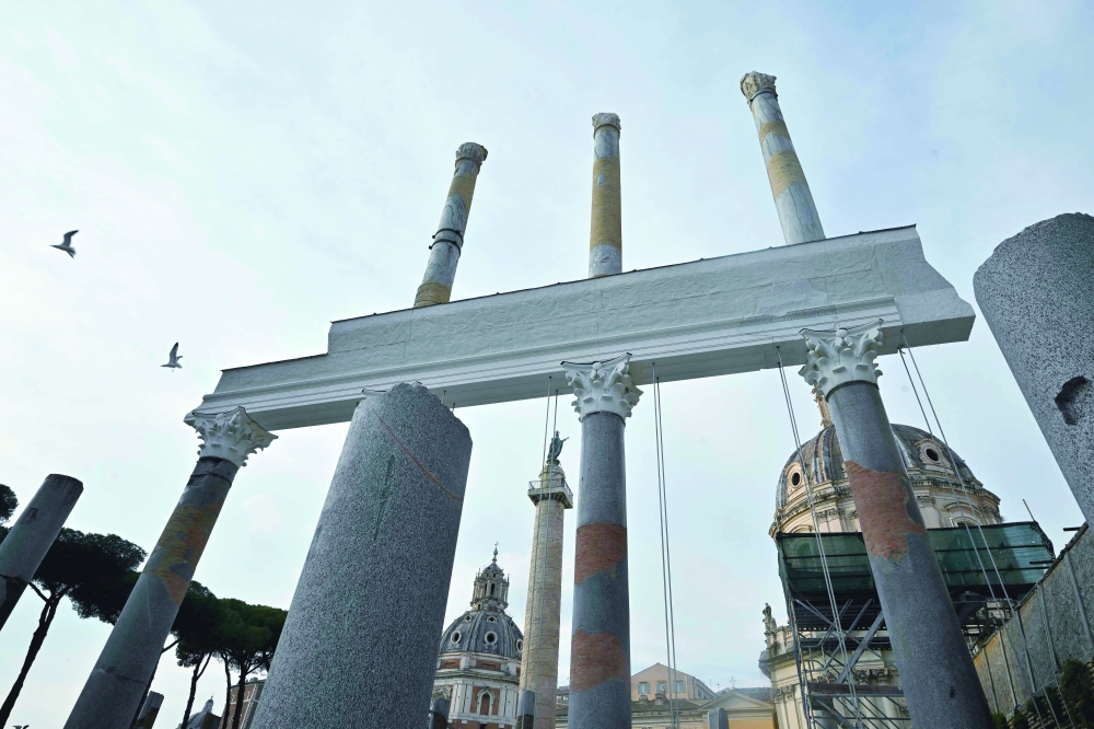 Rome restores towering colonnade of Trajan's Basilica